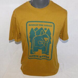 Eddie Bauer mens L Respect the Locals Sasquatch Forrest Graphic T Shirt bigfoot
